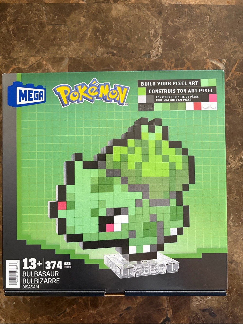Pokemon Mega Bulbasaur Pixel Building Set - Green, Black, Pink